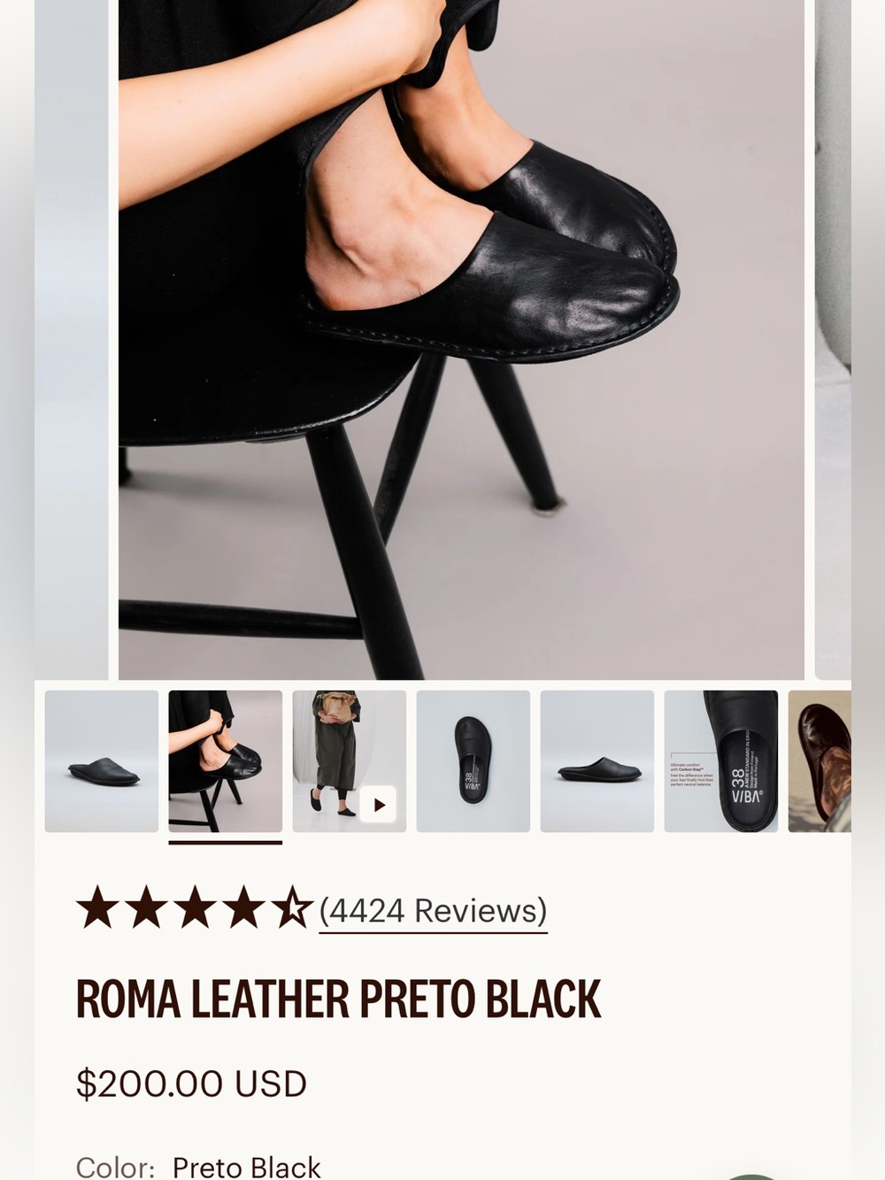 Vibae Roma Leather Mules in Preto Black